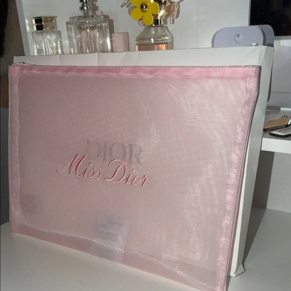 🎀Dior Soft Pink large Mesh Pouch